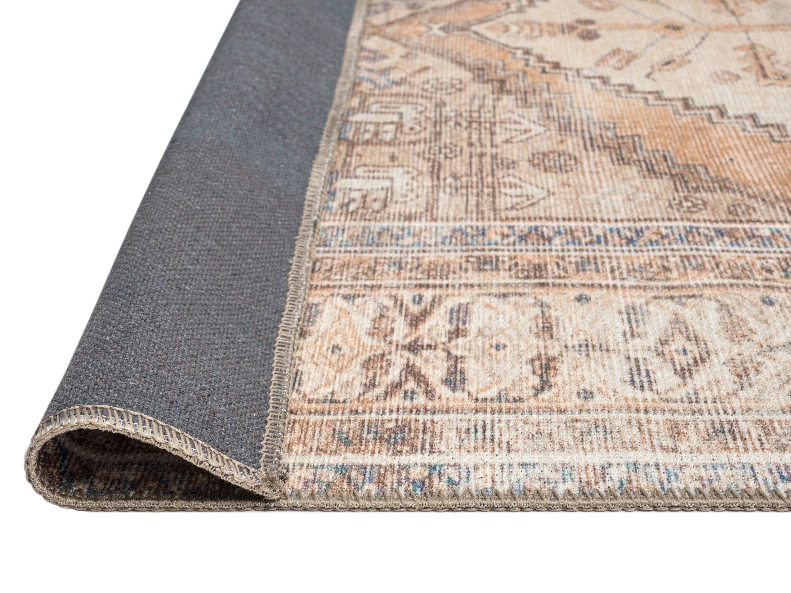 Yvana Brown and Beige Traditional Distressed Washable Rug - Image 8