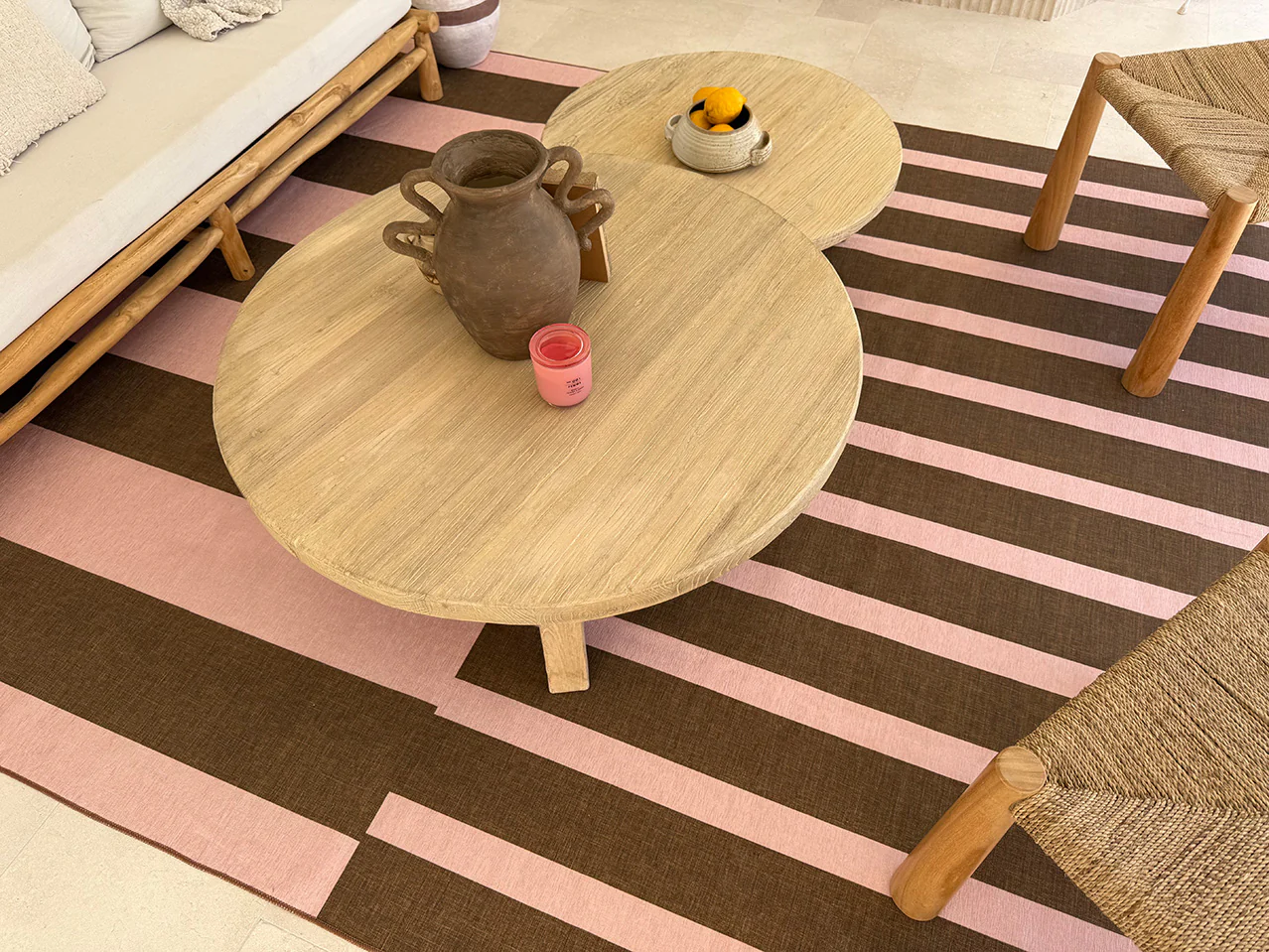 Zahra Taupe and Mocha Striped Indoor Outdoor Rug - Image 3