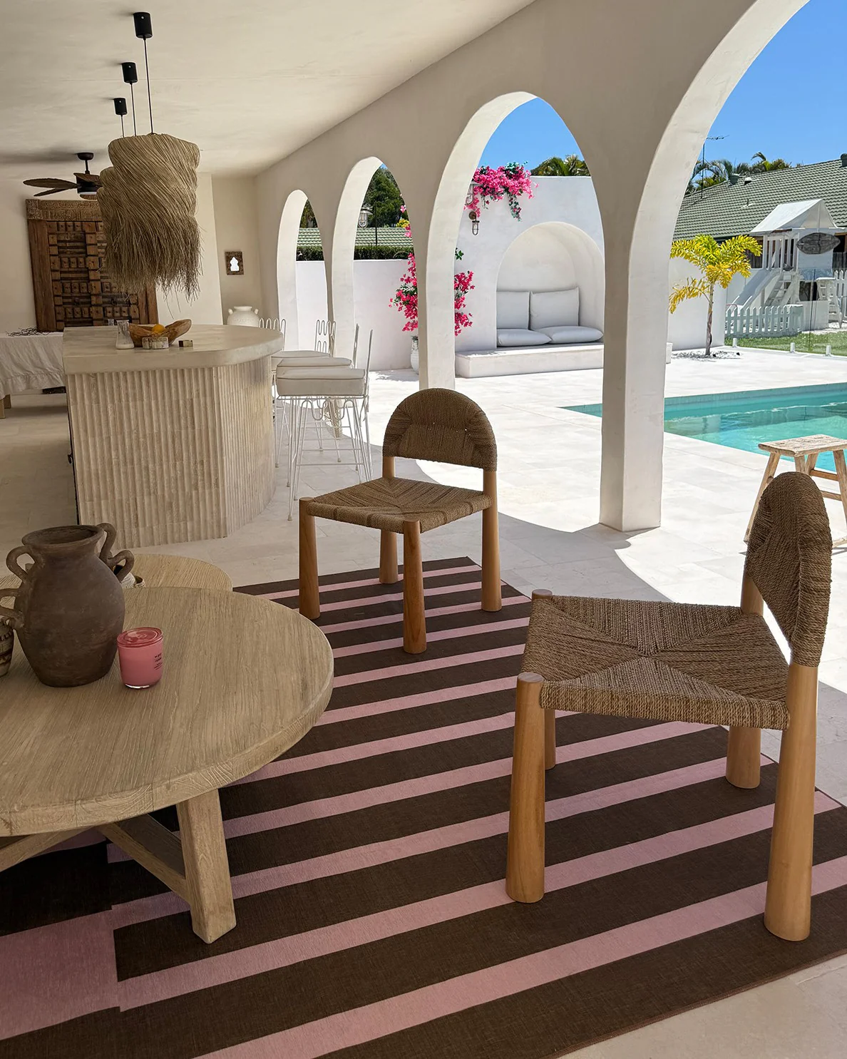 Zahra Taupe and Mocha Striped Indoor Outdoor Rug - Image 4