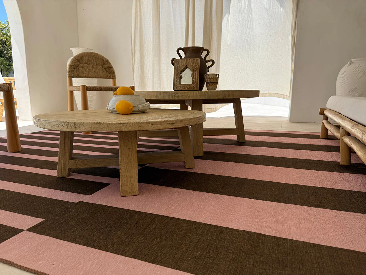Zahra Taupe and Mocha Striped Indoor Outdoor Rug - Image 7