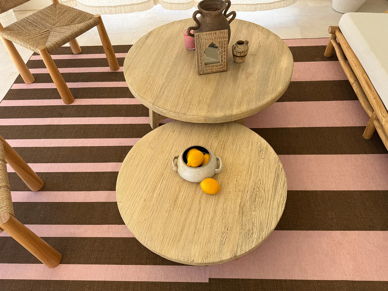 Zahra Taupe and Mocha Striped Indoor Outdoor Rug - Image 8
