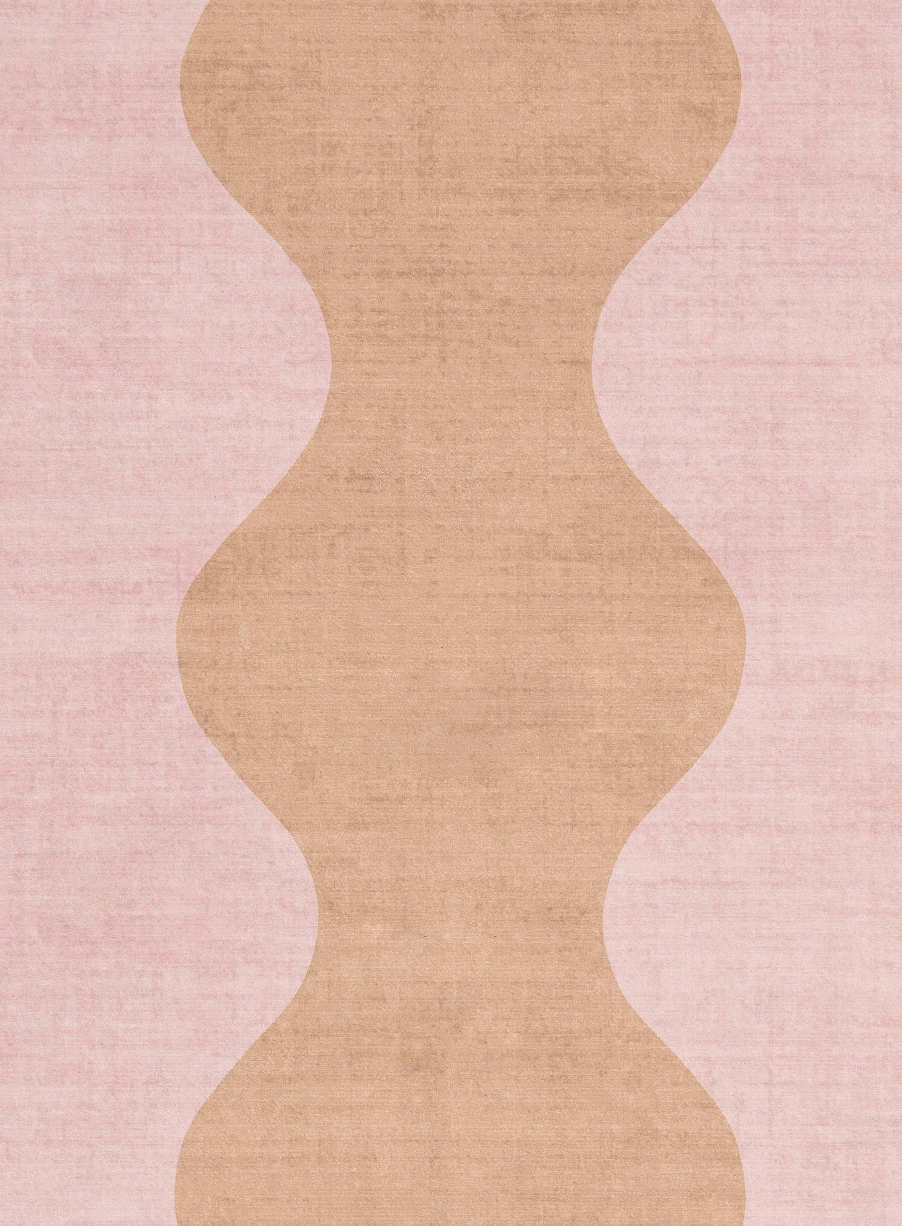 Zamora Beige and Pink Wave Washable Rug - Image 11