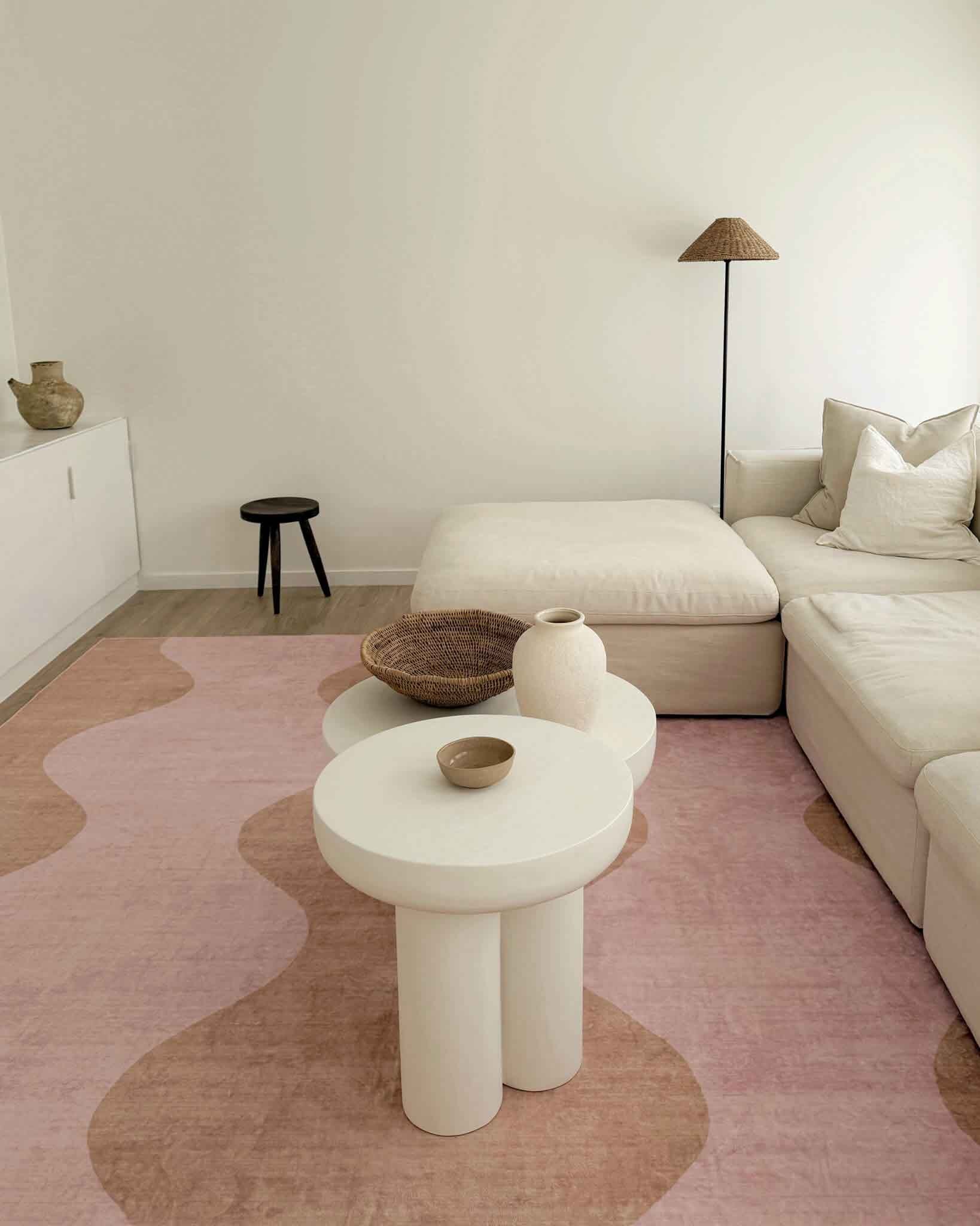 Zamora Beige and Pink Wave Washable Rug - Image 5