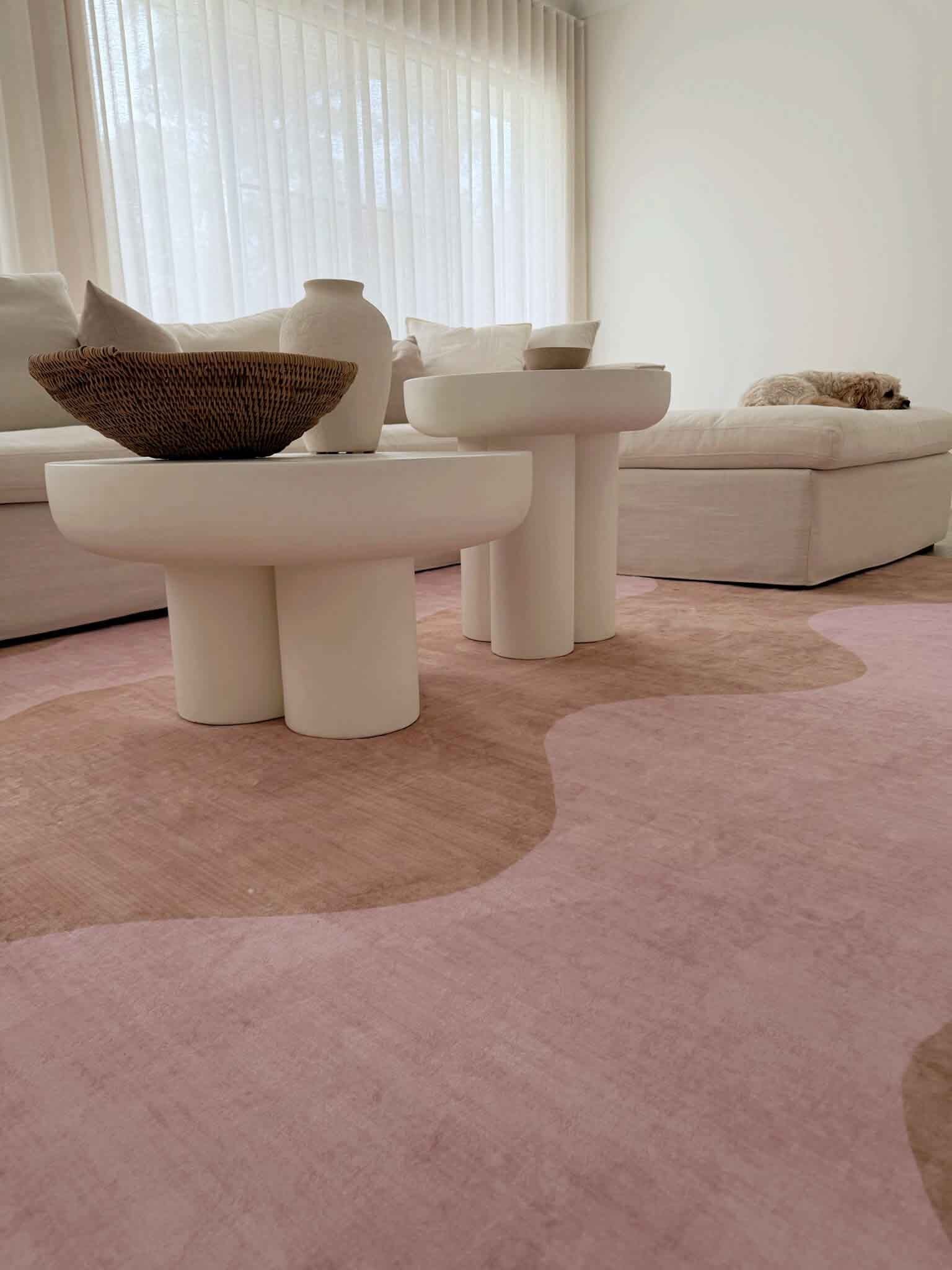 Zamora Beige and Pink Wave Washable Rug - Image 6