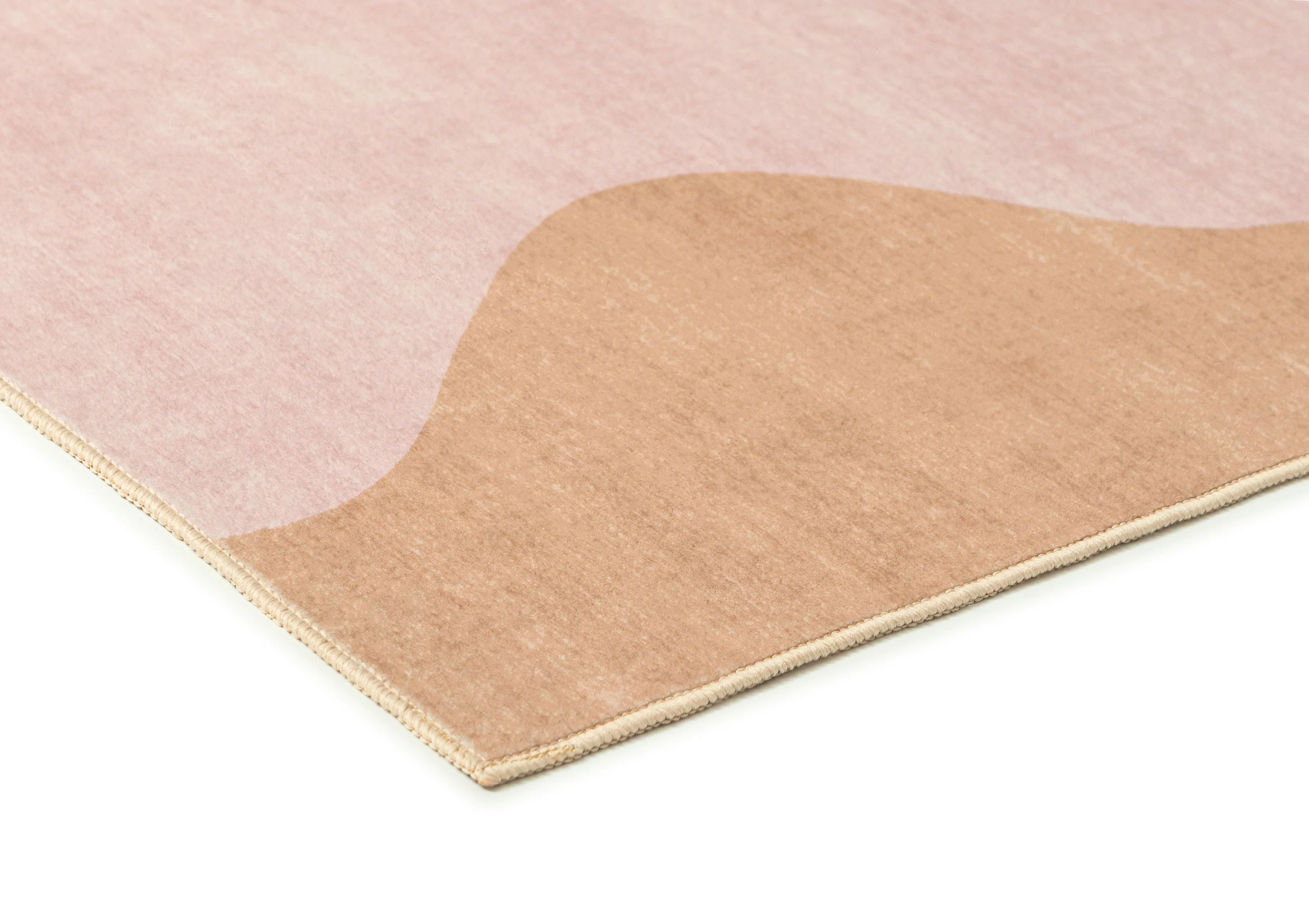 Zamora Beige and Pink Wave Washable Rug - Image 8
