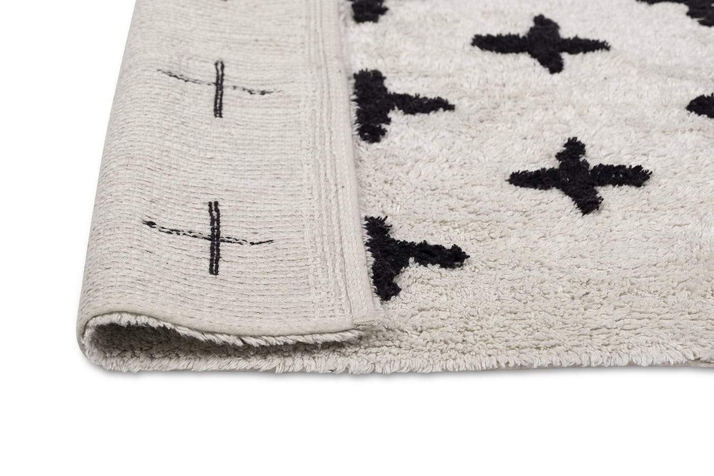 Zelia Black and Ivory Minimal Washable Berber Bath Mat - Image 14