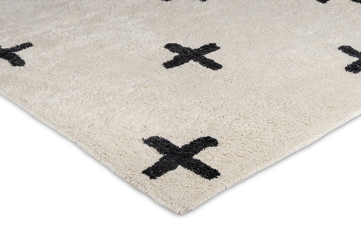 Zelia Black and Ivory Minimal Washable Berber Rug - Image 7