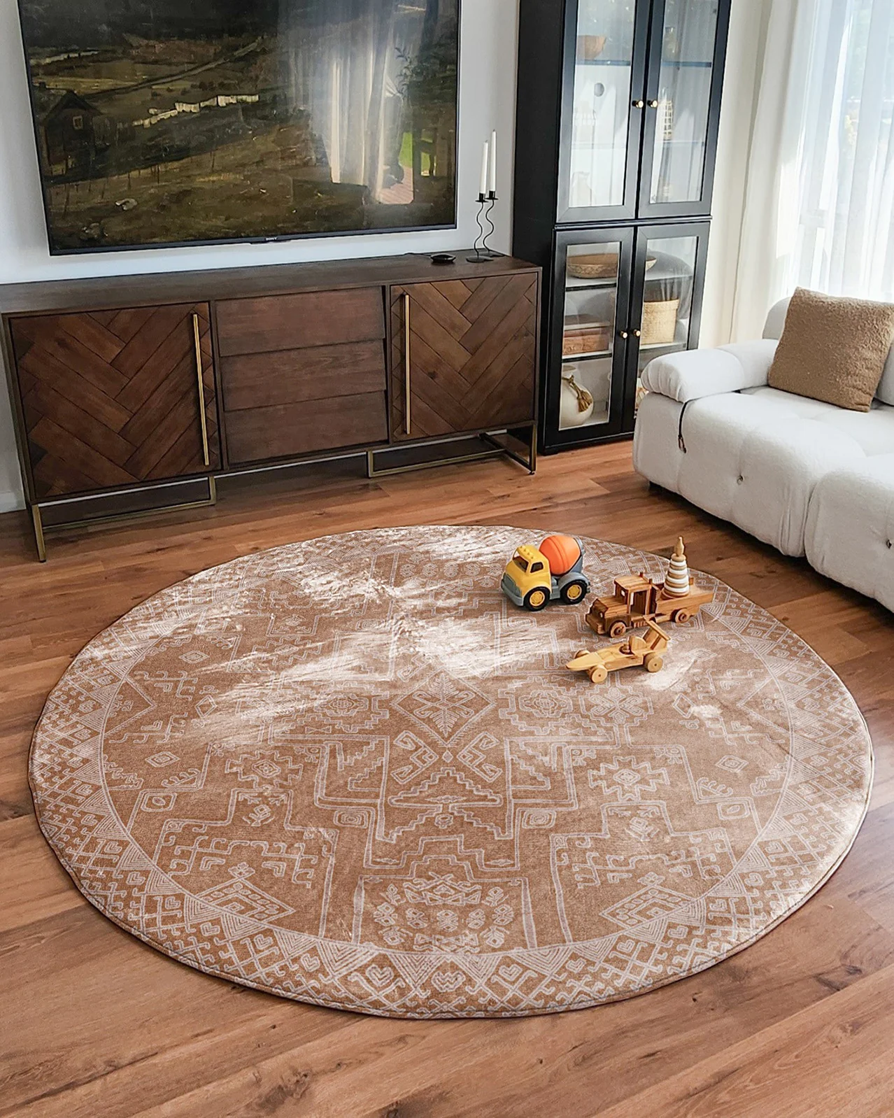 Zell Teracotta Brown Plush Rollie Pollie Round Playmat - Image 7