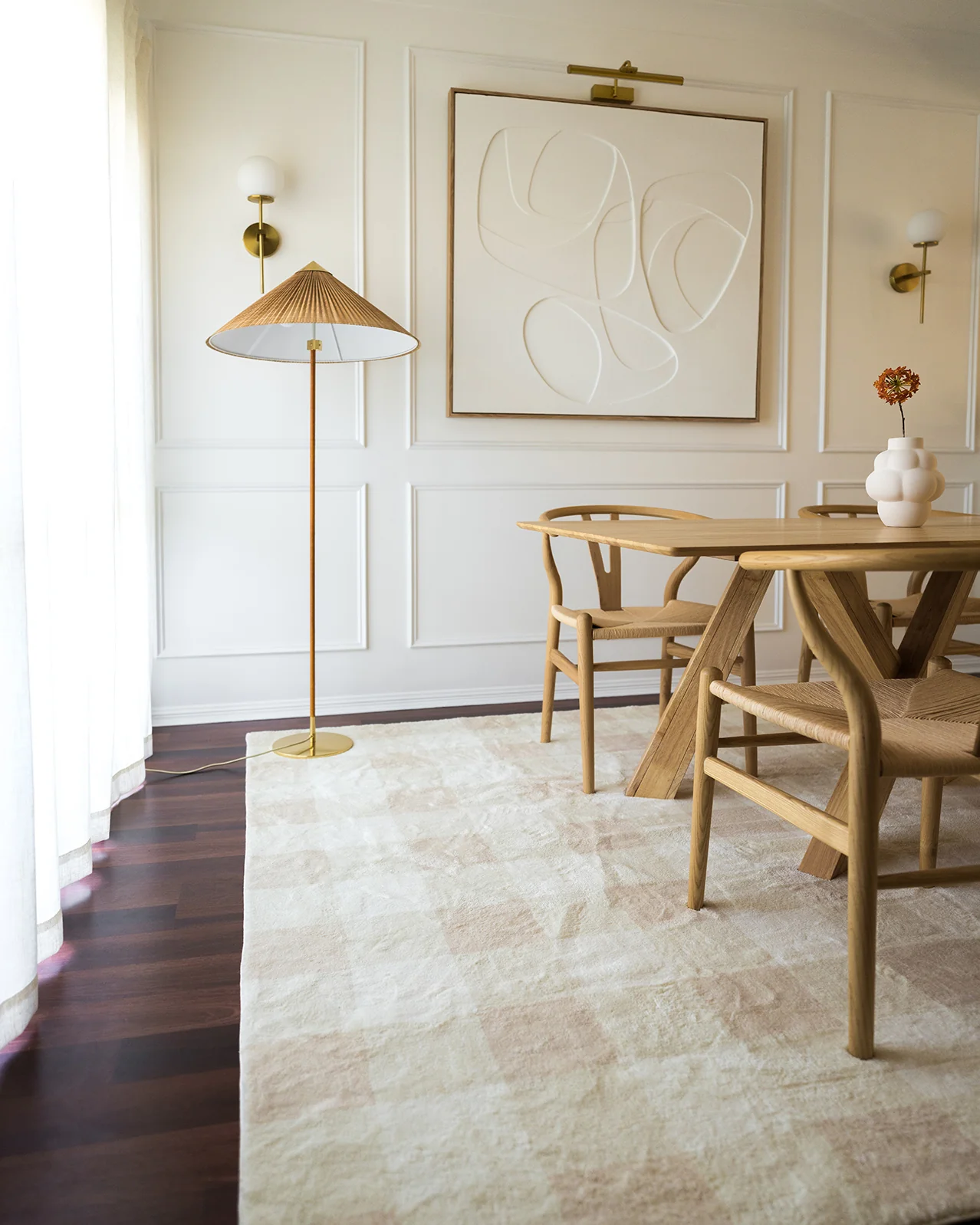Zira Neutral Beige Gingham Washable Rug - Image 3