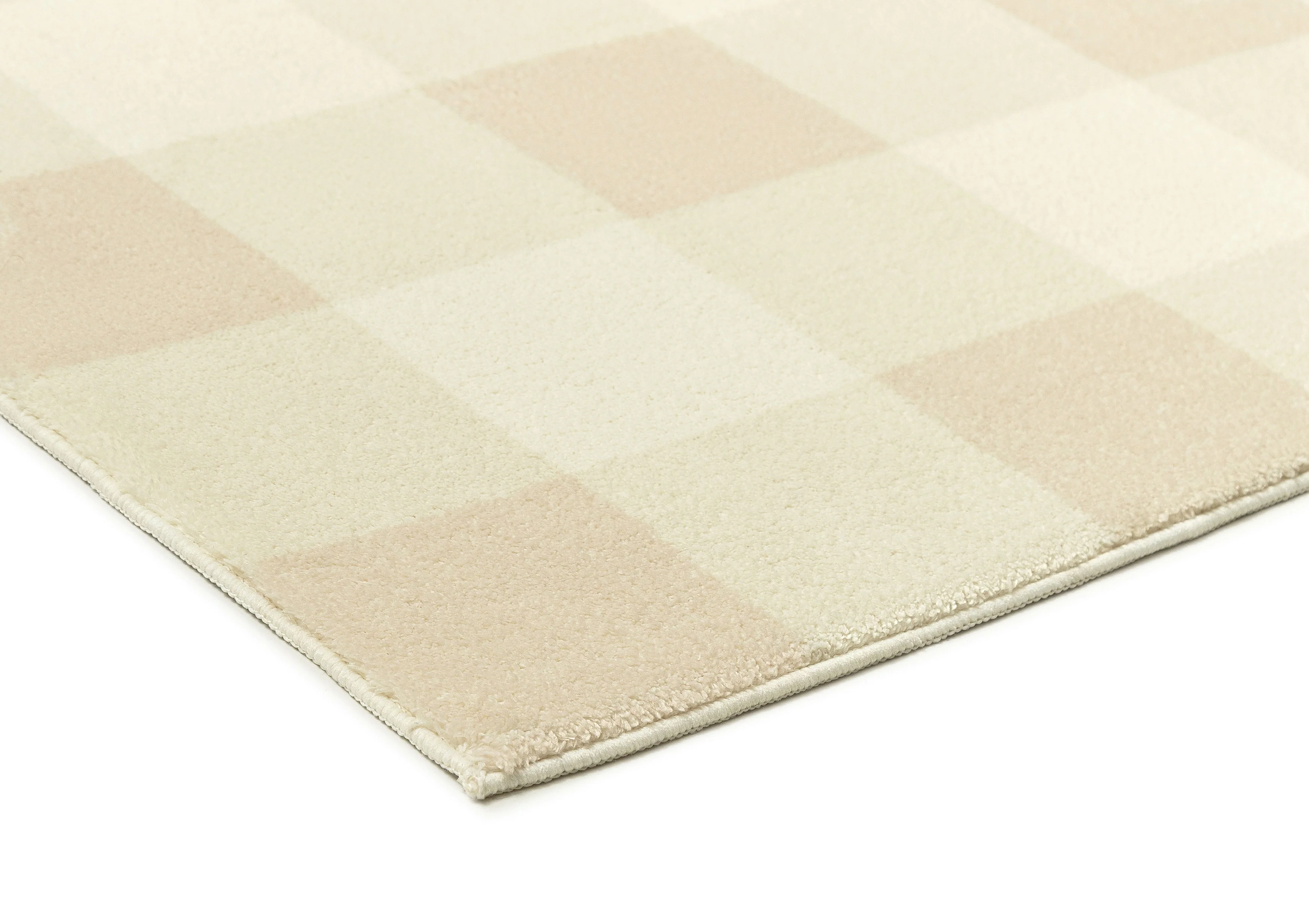 Zira Neutral Beige Gingham Washable Rug - Image 6