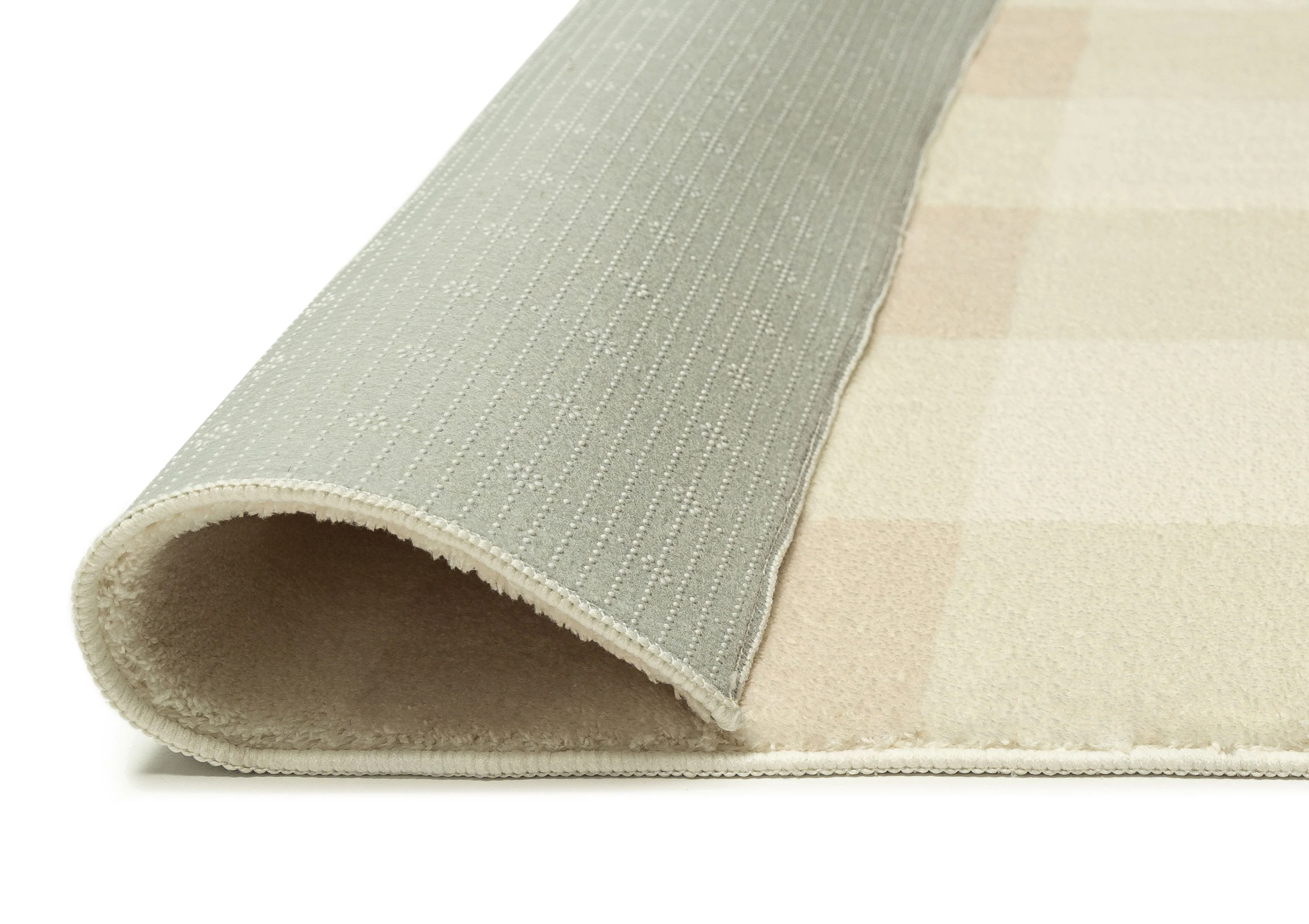 Zira Neutral Beige Gingham Washable Rug - Image 8